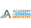 Academy of General Dentistry logo with blue and orange letters.