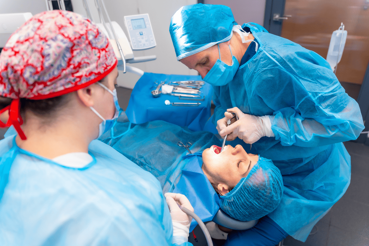 Dentist treating a patient